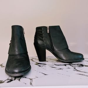 Jessica Simpson Caysy Women Round Toe Black Leather Ankle Boots Size 8.5 M